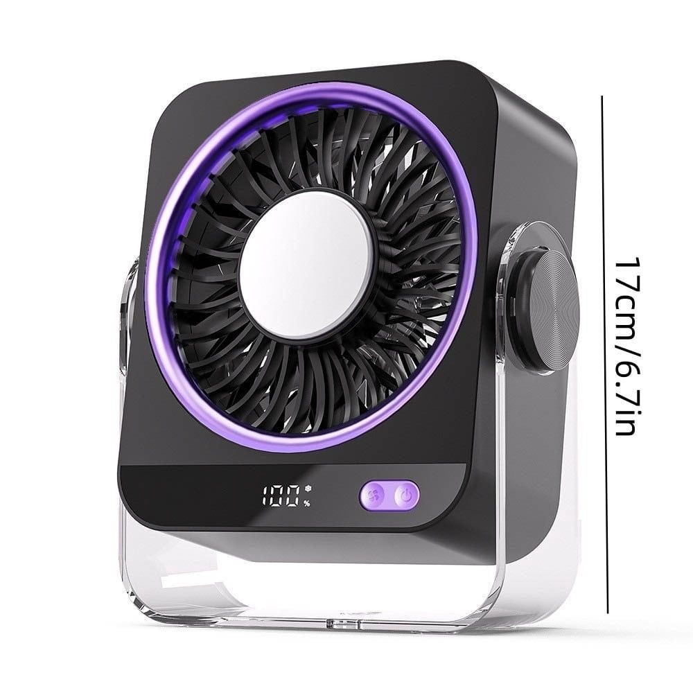 Rechargeable USB Desk Fan, 5 Speed Quiet Portable Fan with Digital Display, 180° Tilt Airflow, Ideal for Bedroom, Office, Travel, Camping, Perfect for Professionals and Homebodies