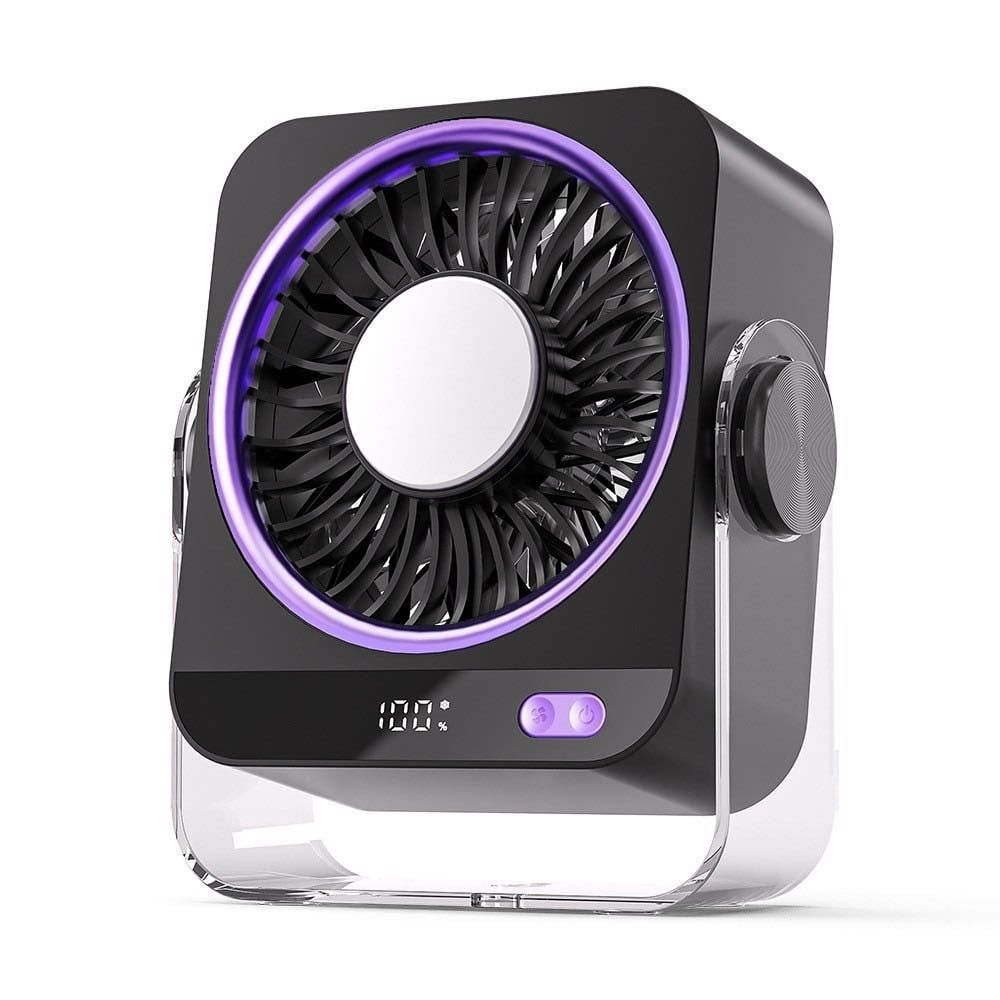 Rechargeable USB Desk Fan, 5 Speed Quiet Portable Fan with Digital Display, 180° Tilt Airflow, Ideal for Bedroom, Office, Travel, Camping, Perfect for Professionals and Homebodies