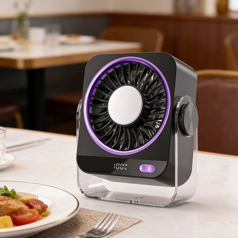Rechargeable USB Desk Fan, 5 Speed Quiet Portable Fan with Digital Display, 180° Tilt Airflow, Ideal for Bedroom, Office, Travel, Camping, Perfect for Professionals and Homebodies