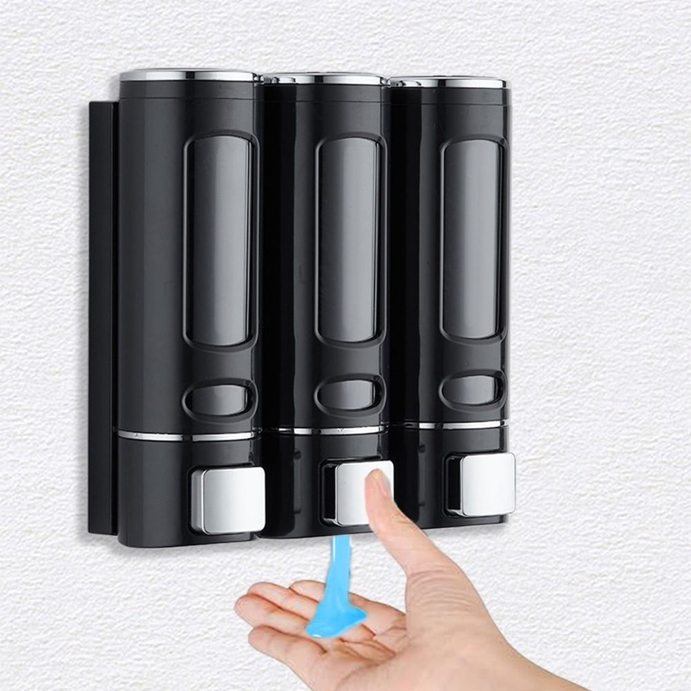 3 Chamber Shower Soap Dispenser Liquid Soap Dispenser Wall Mounted for Shampoo Conditioner Body Wash Kitchen Bathroom Hotel