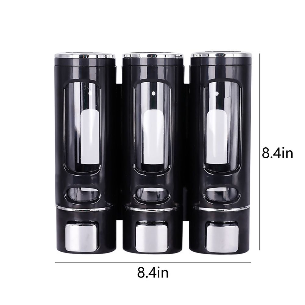 3 Chamber Shower Soap Dispenser Liquid Soap Dispenser Wall Mounted for Shampoo Conditioner Body Wash Kitchen Bathroom Hotel