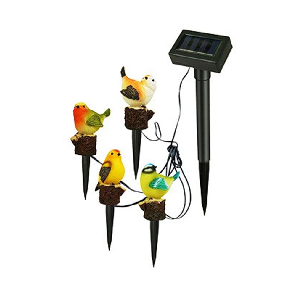 Solar Bird Garden Lights, 4 Head Resin Statues, Waterproof Outdoor Decor, Warm White Night Lighting, Perfect for Patios, Yards, and Balconies, Ideal for Homeowners