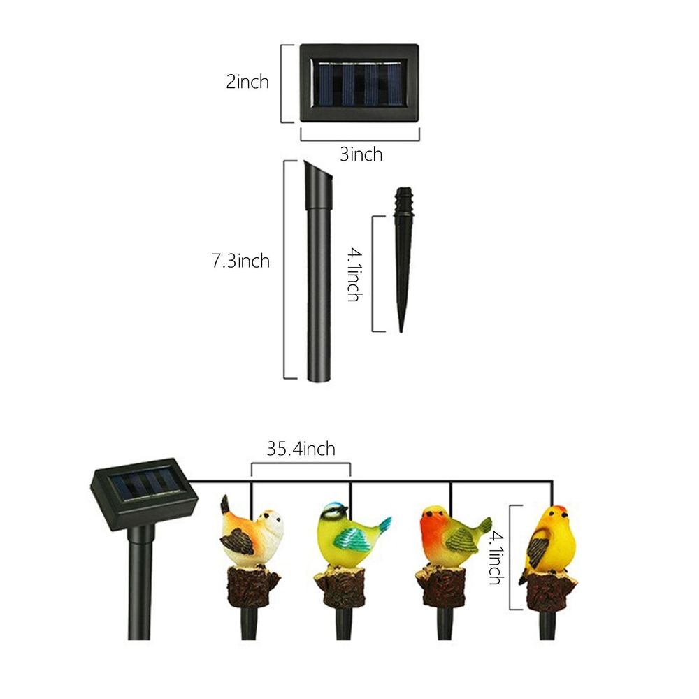 Solar Bird Garden Lights, 4 Head Resin Statues, Waterproof Outdoor Decor, Warm White Night Lighting, Perfect for Patios, Yards, and Balconies, Ideal for Homeowners