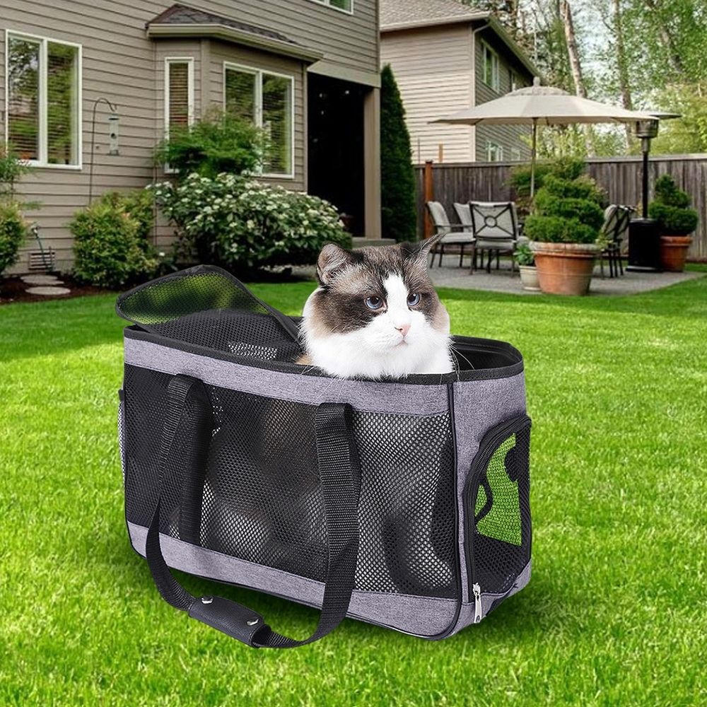 Portable Pet Carrier Bag Soft Mesh Travel Bag for Small Pets Under 13lb Breathable Design Lightweight and Ventilated Ideal for Shopping Walking and Traveling