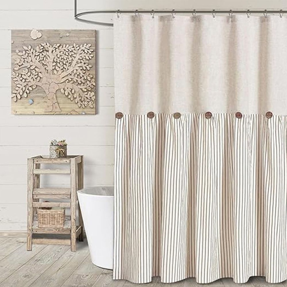 Waterproof Button Patchwork Shower Curtain Durable Bathroom Curtain Easy Clean with Wet and Dry Separation Opaque Translucent Design for Comfortable Shower Experience