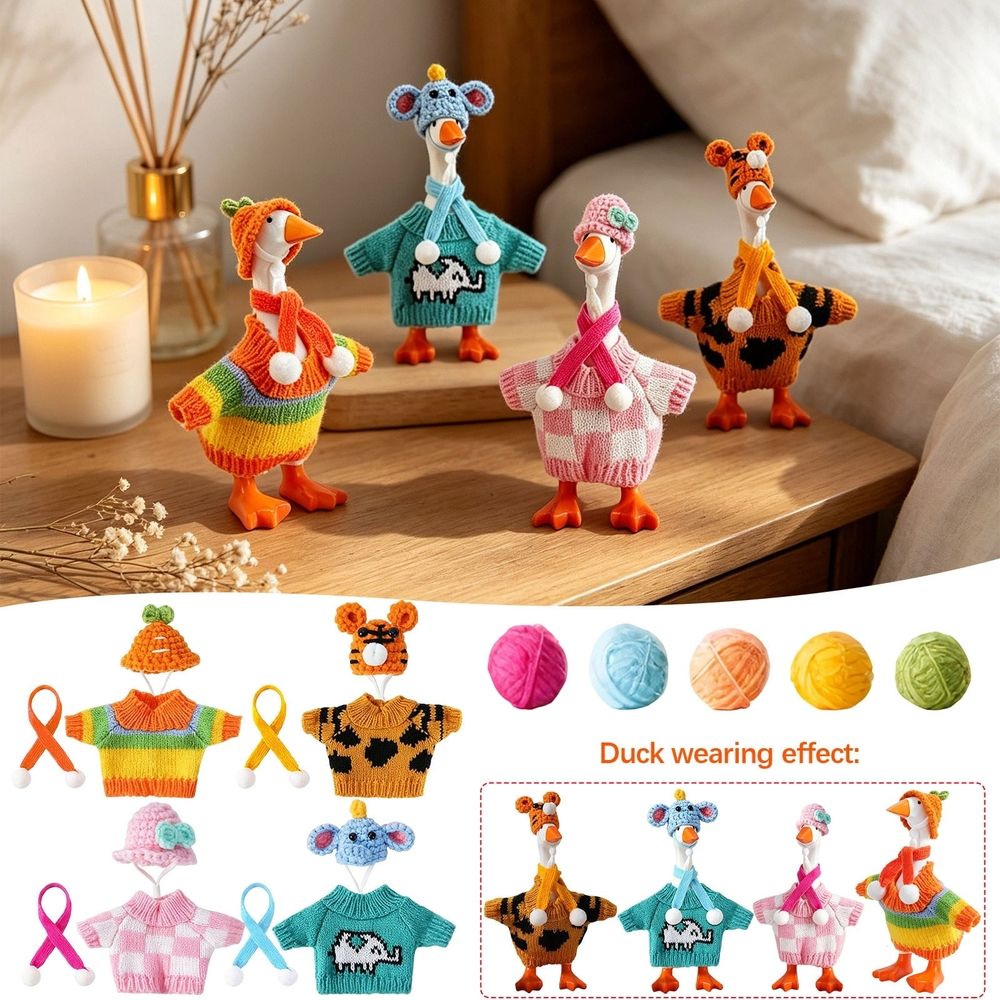 Mini Goose Costumes Set, Adorable 7-Inch Figurine Outfits, Perfect for Holiday Home Decor, Ideal for Christmas and New Year Celebrations, Great Gift for Guests and Friends