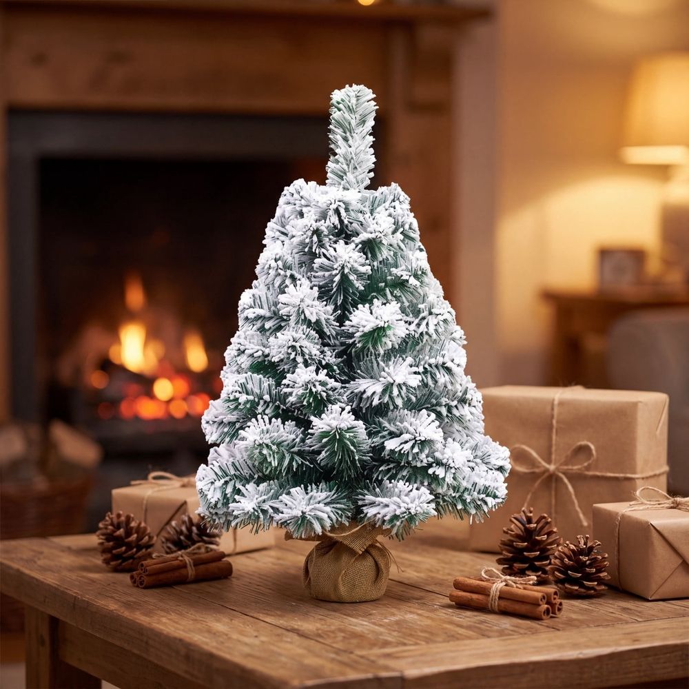 Realistic Mini Christmas Tree, Tabletop Holiday Decoration, Easy Assemble, Durable Reusable, Indoor Outdoor Festive Decor, Home Office Party Use,Green