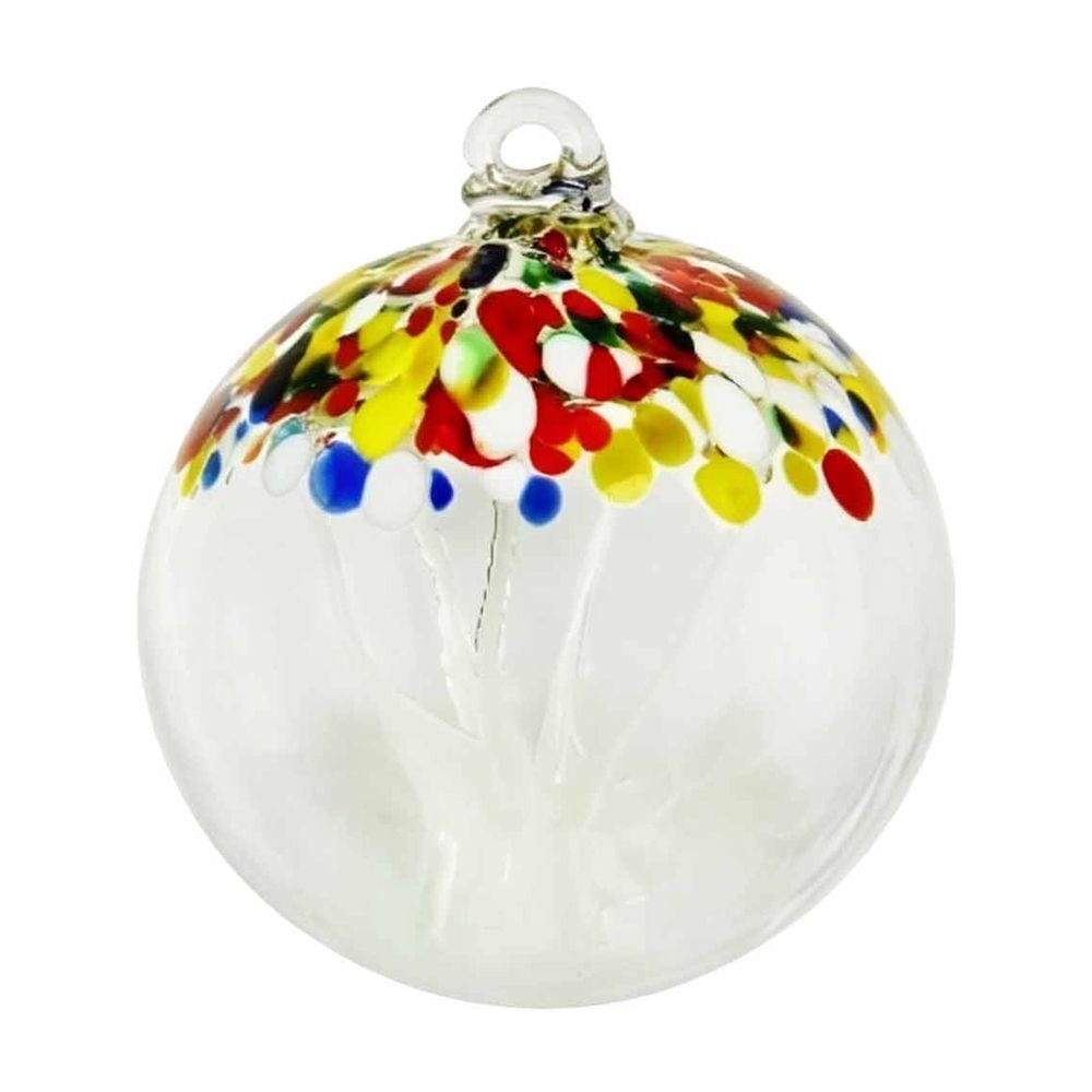 Lighted Hand Blown Glass Christmas Tree Ornament, Multicolor LED Glowing Hanging Ball, Holiday Party Decoration, Festive Winter Home Decor, Christmas Tree Bauble Gift