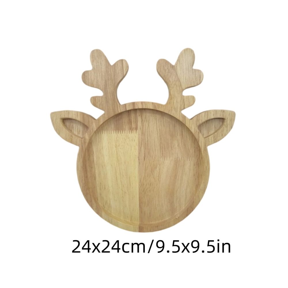 Festive Wooden Reindeer Antler Serving Tray, Divided Snack Board, Holiday Party Candy Cookie Display, Christmas Table Centerpiece, Seasonal Home Decor Gift,Khaki