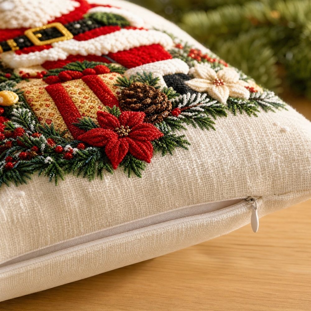 Christmas Decorative Throw Pillow Covers, 4 Pack Holiday Themed Cushion Slipcovers, Hidden Zipper Design, Embossed Visual Texture, Indoor Sofa Bedroom Living Room Decor,White
