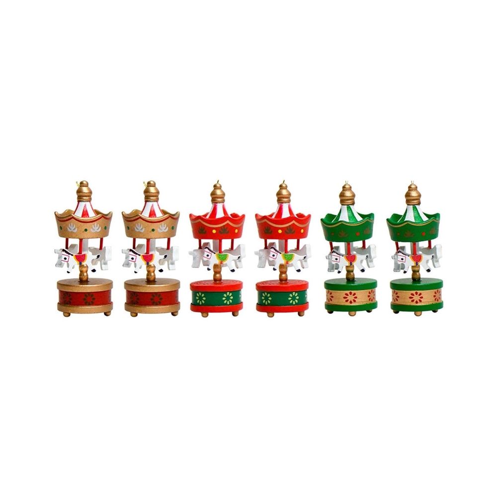 Elegant Mini Carousel Decorations, Hanging Ornaments, Easy Setup, Festive Holiday Accents, Christmas Tree Accessories, Home Party Styling,Red