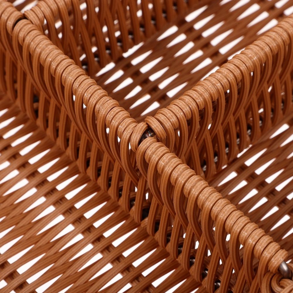 Chocolate Rattan Cutlery Tray 4 Deep Compartments for Kitchen Storage