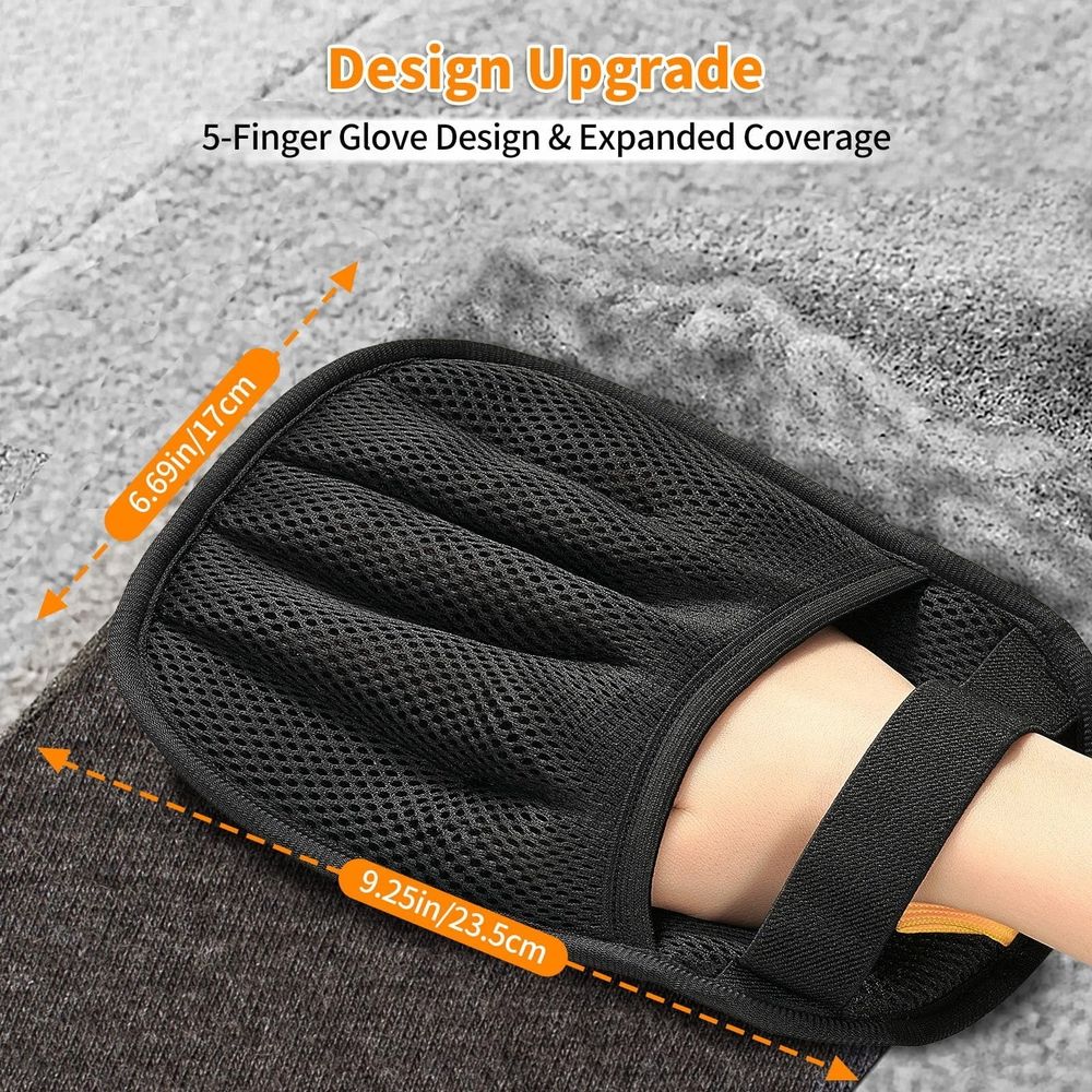 2-piece set of cat and dog pet hair removal gloves, five finger electrostatic hair removal gloves, reusable hair removal tools for sofas, clothing, carpets, and car seats (black)