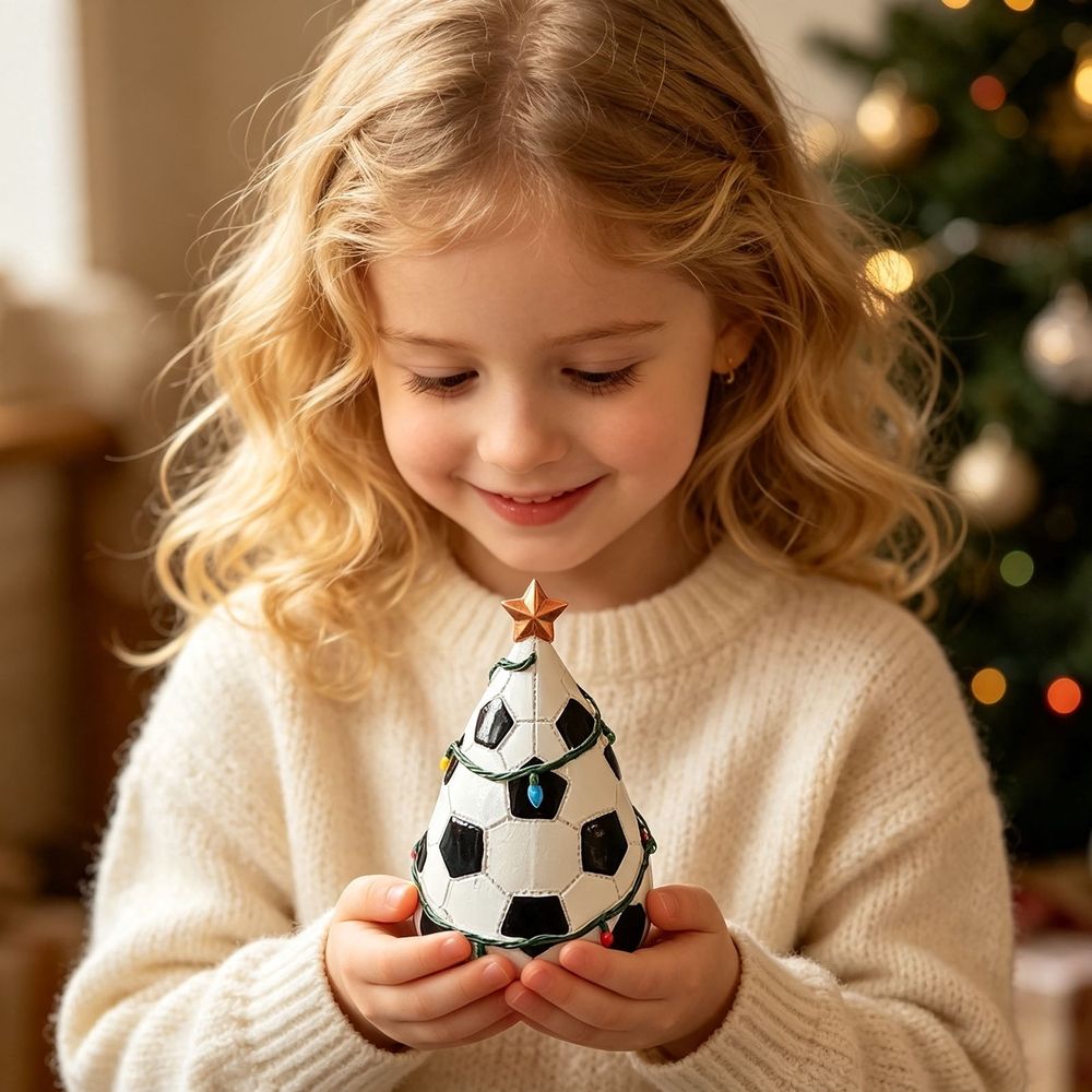 Sports ball Christmas tree decoration, football shaped Christmas tree with lights, unique holiday decoration for sports enthusiasts, family offices, men's cave parties, desktop