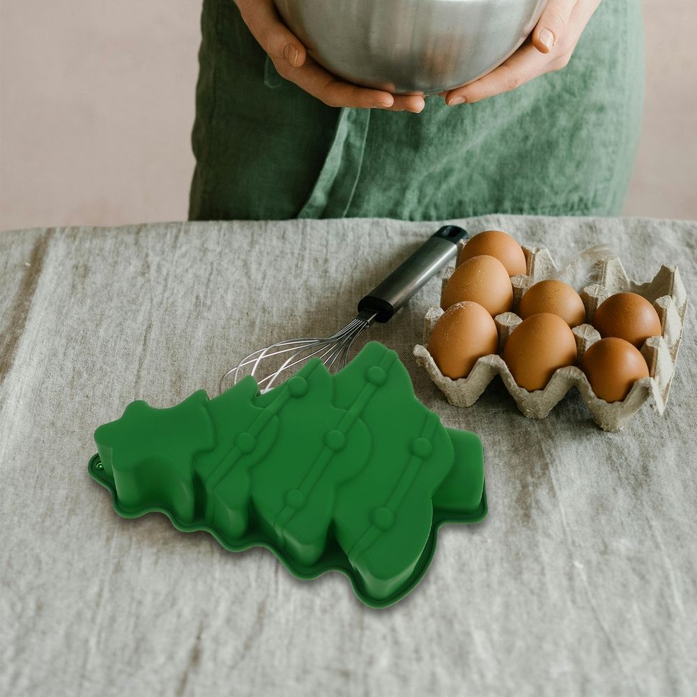 Green Silicone Christmas Tree Muffin Mold Non-Stick Reusable