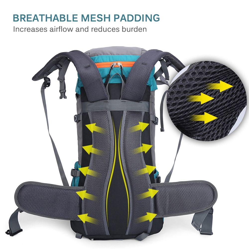 outdoor backpack 65L Hiking Backpack Lightweight Durable Outdoor Sports Travel Daypack for Men Women Camping Trekking Nylon Black Dark Blue Orange 32 x 23 x 68cm