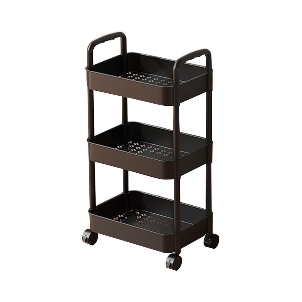 3-Tier Plastic Rolling Utility Cart, Multi-Functional Storage Trolley with Wheels for Office, Living Room, Kitchen