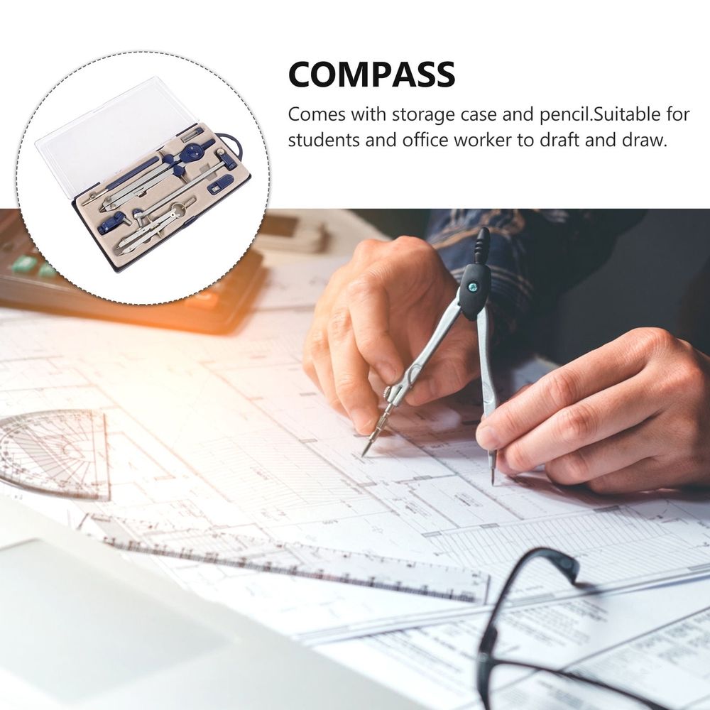 Professional Screw Mount Zinc Alloy Drafting Compass Set for Students