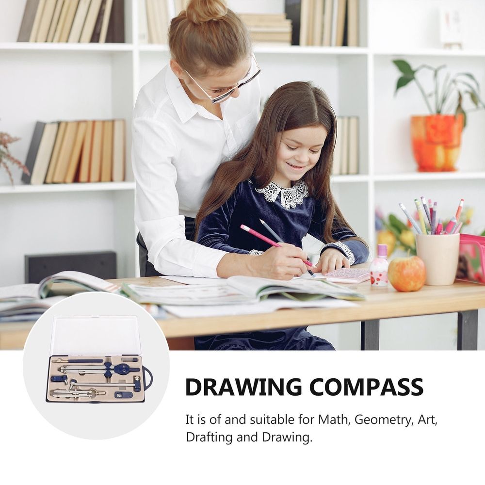 Professional Screw Mount Zinc Alloy Drafting Compass Set for Students