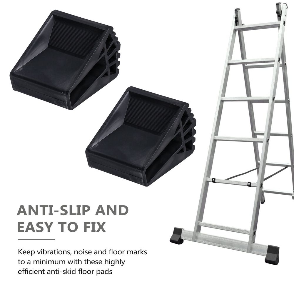 Folding Ladder Feet Protectors, Black Rubber, Non-Skid, Durable, 2Pcs
