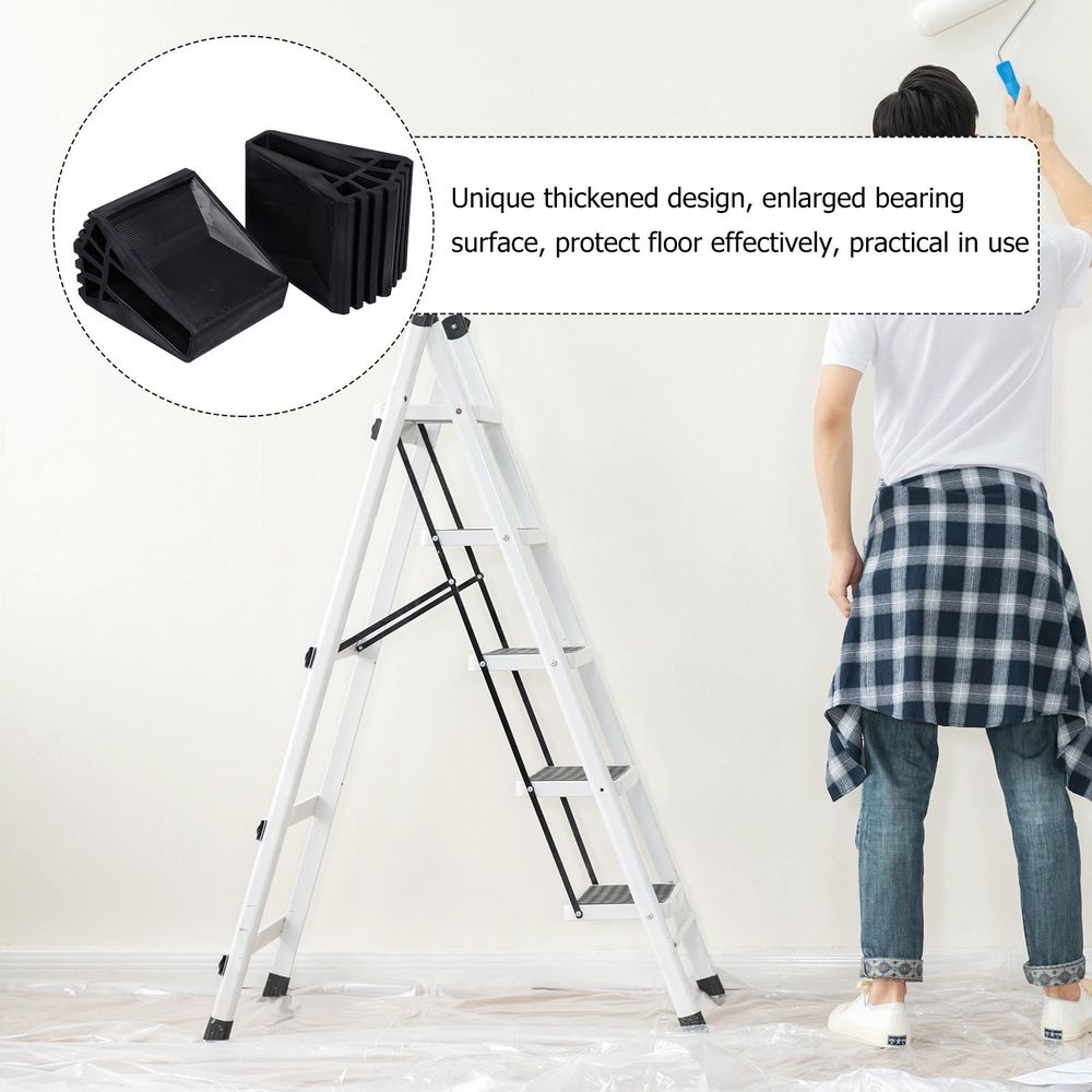 Folding Ladder Feet Protectors, Black Rubber, Non-Skid, Durable, 2Pcs
