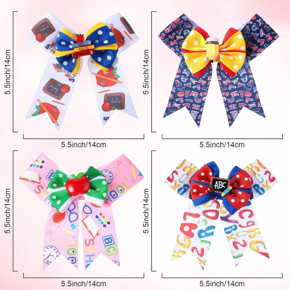 Back to School Hair Bows Alligator Clips for Girls Gift Ribbon Hair Barrettes Accessories Clips for School Kindergarten Large Hair Bow Clip