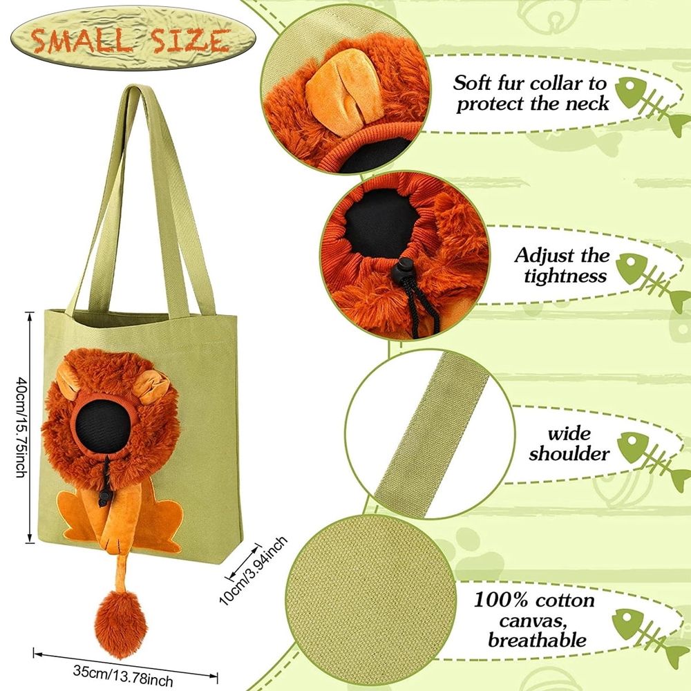 Pet Carrier Bag, Cute Lion-Shaped Shoulder Bag Portable Pet Carrying Chest Bag for Small Dogs and Cats Pet Supplies