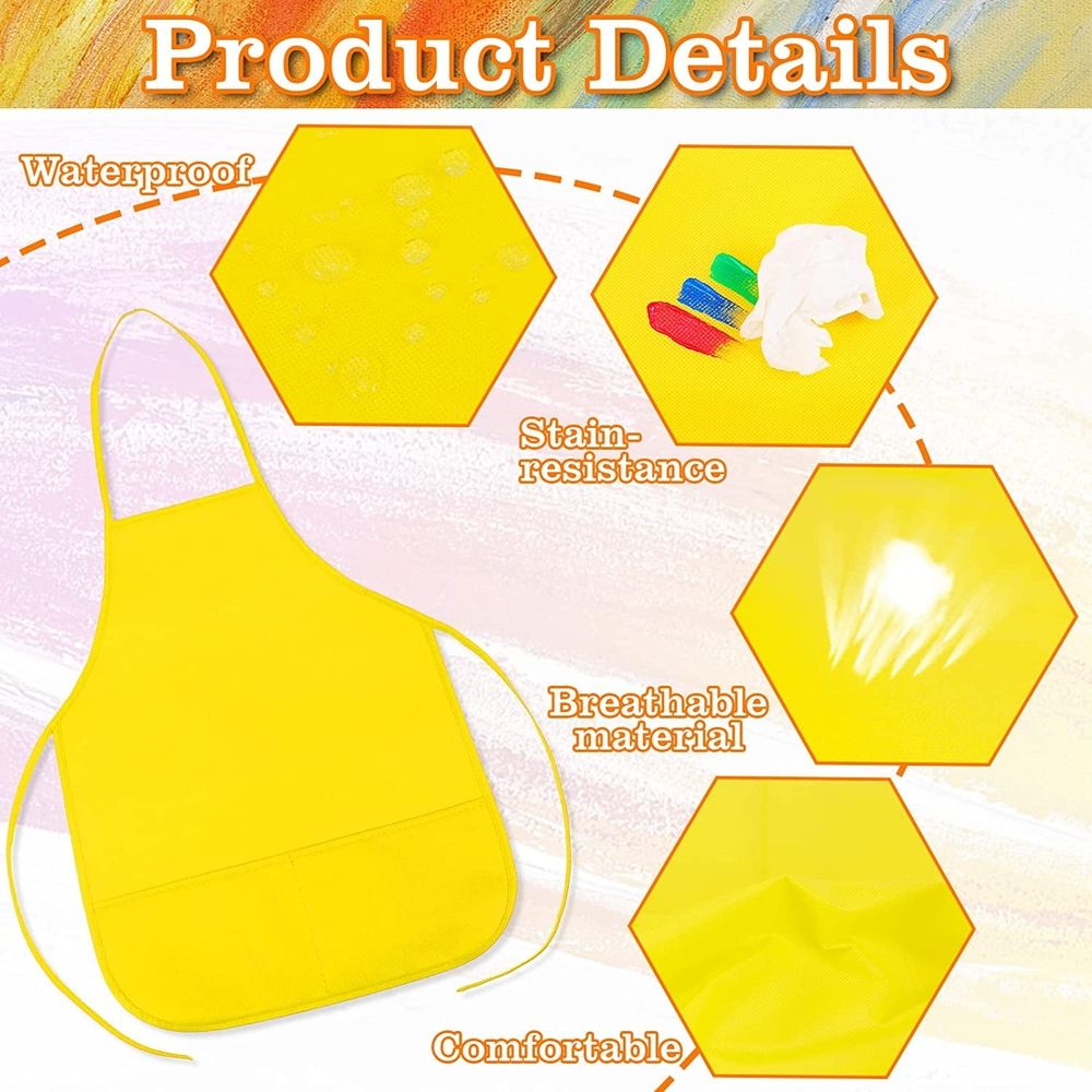 Kid Artists Aprons Non-woven Set of 12 for Kitchen, Classroom, Community Event, Crafts & Art Painting Activity