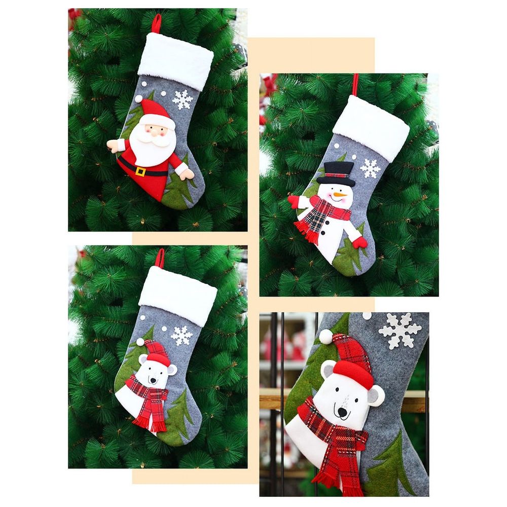 Christmas Stockings for Family Kids Santa Snowman Bear Large Stockings Christmas Decorations for Xmas Fireplace Holiday Party