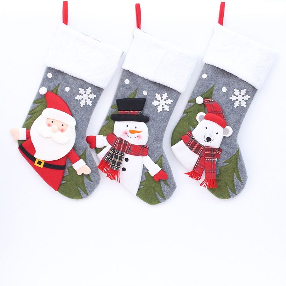 Christmas Stockings for Family Kids Santa Snowman Bear Large Stockings Christmas Decorations for Xmas Fireplace Holiday Party