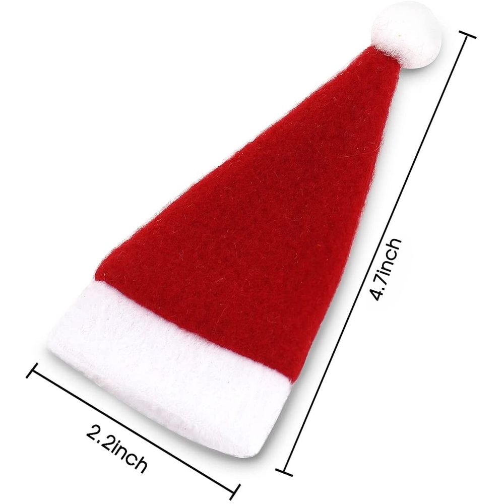30pcs Mini Santa Hats- Christmas Lollipop Hat for Crafts- Mini Santa Claus Hat Wine Bottles Cover for Christmas Silverware Holders Table Dinner Decorations