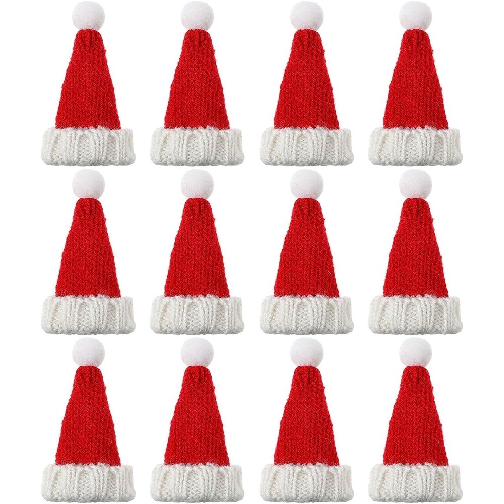Mini Santa Hats for Crafts - Knit Christmas Hats, Tiny Wine Bottle Holders, Doll Hats, Table Decorations, Candy Covers