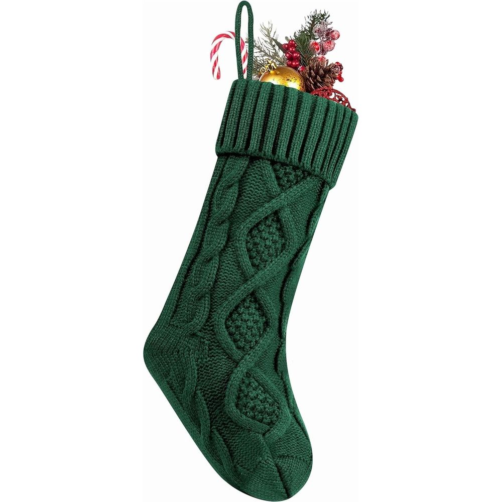 Christmas Stockings 18 Inches Large Size Cable Knitted Stocking Gifts & Decorations for Family Holiday Xmas Party
