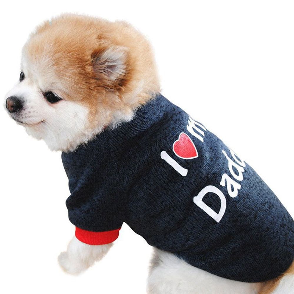 Dog Clothes I Love My Mommy&Daddy Design Outfit Apparel for Small Dogs Cats Pet Autumn Winter Warm Lining Cute Sweet Pug Yorkshire Chihuahua Pet Clothing