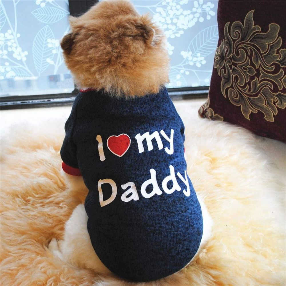 Dog Clothes I Love My Mommy&Daddy Design Outfit Apparel for Small Dogs Cats Pet Autumn Winter Warm Lining Cute Sweet Pug Yorkshire Chihuahua Pet Clothing