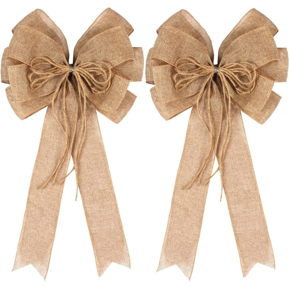 2PCS Christmas Bows Outdoor Decorations, Large Velvet Wreath Bow for Xmas Tree Topper Home Front Door Decor