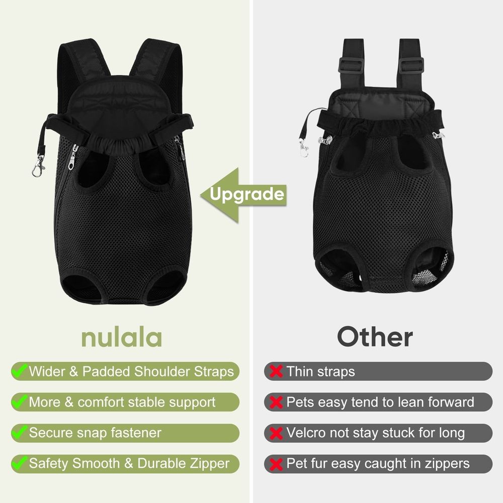 Upgraded Dog Carrier Backpack,Breathable Mesh,Portable Foldable Cat Carrier Sling for Hiking Camping,Adjustable Legs Out Pet Front Carriers Travel Bag for Small Dogs,Puppy,Cat,Rabbit,Black