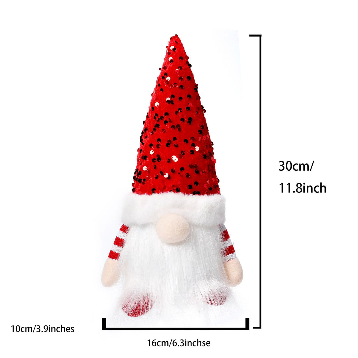 Lighted Christmas Gnome, Handmade Sequins Hat  , Light Up Plush Elf Toy Holiday Present, Battery Operated Winter Tabletop Christmas Decorations,3 pcs(red,gray,green)Single size 30 * 16cm