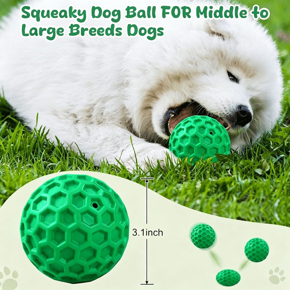 Heavy Duty Dog Ball for Aggressive Chewers, Squeaky Rubber Fetch Toy for Large Dogs, Floating Interactive Water & Outdoor Play Gear
