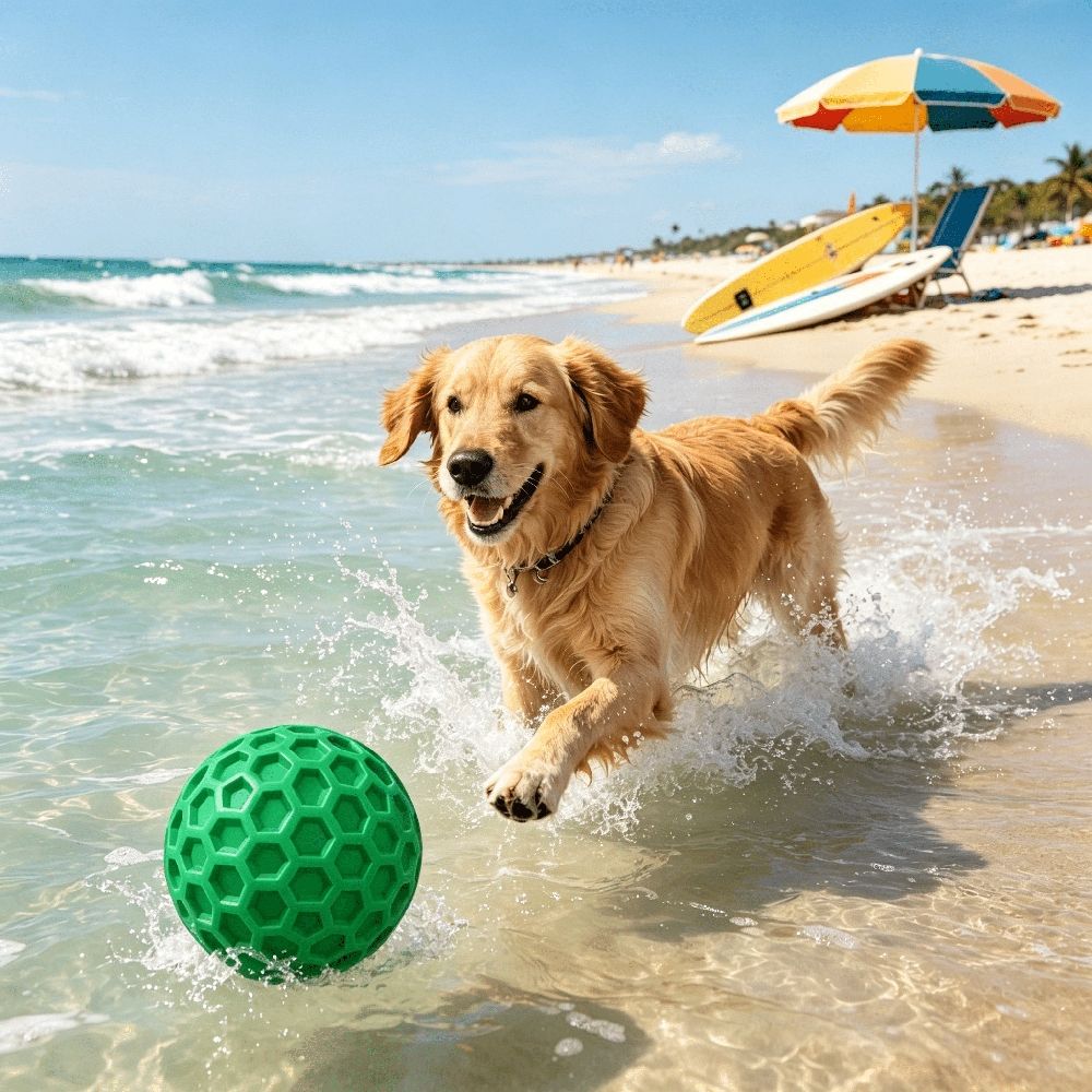 Heavy Duty Dog Ball for Aggressive Chewers, Squeaky Rubber Fetch Toy for Large Dogs, Floating Interactive Water & Outdoor Play Gear