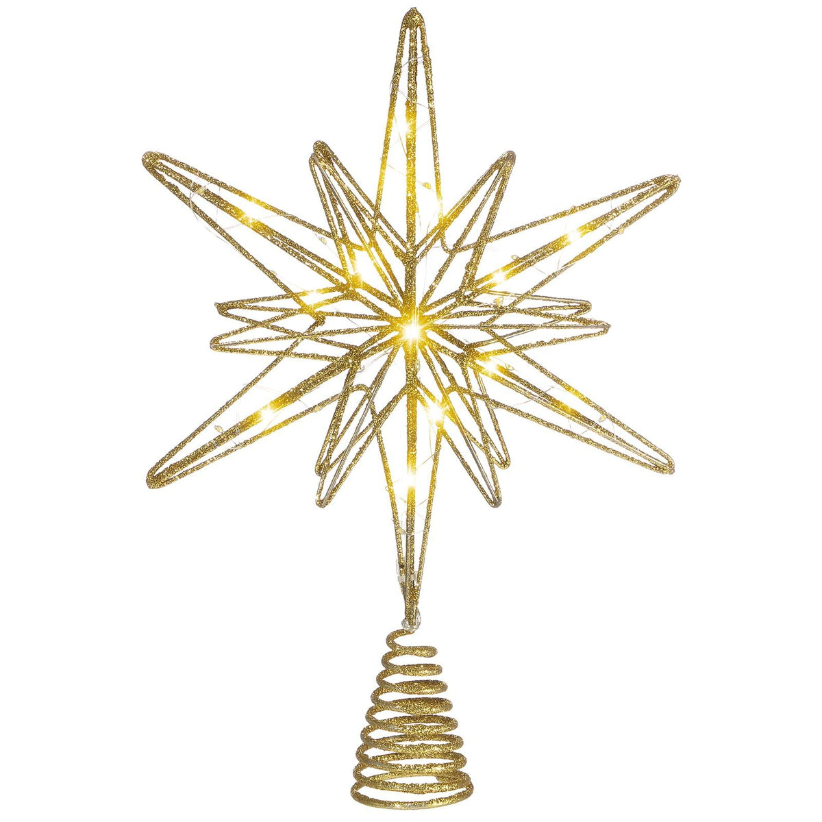 Large Christmas Star Tree Topper ,12.5 Inch Star Tree Topper Glitter Sparkle Xmas Treetop Ornament for Home Holiday Party Decorations(Gold)