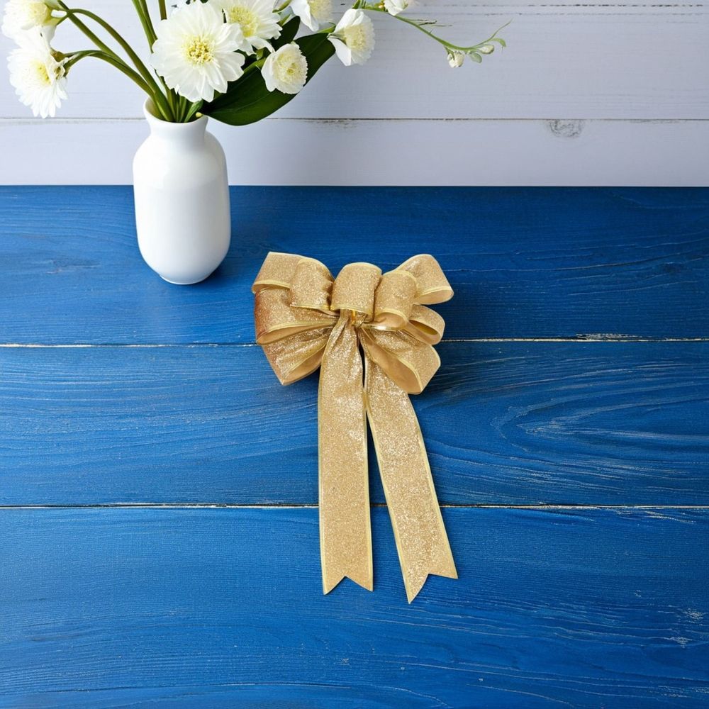 Christmas Tree Bowknot Decoration Red Golden Ribbon Box