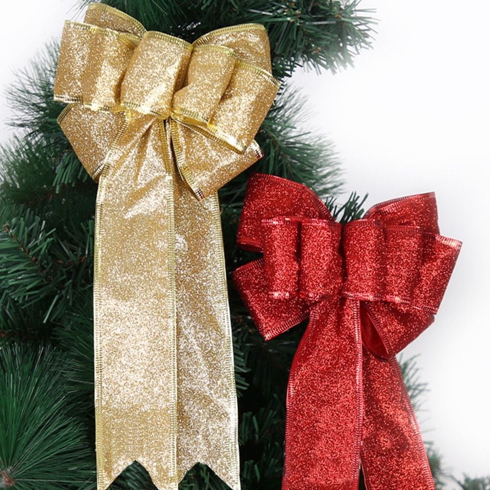 Christmas Tree Bowknot Decoration Red Golden Ribbon Box