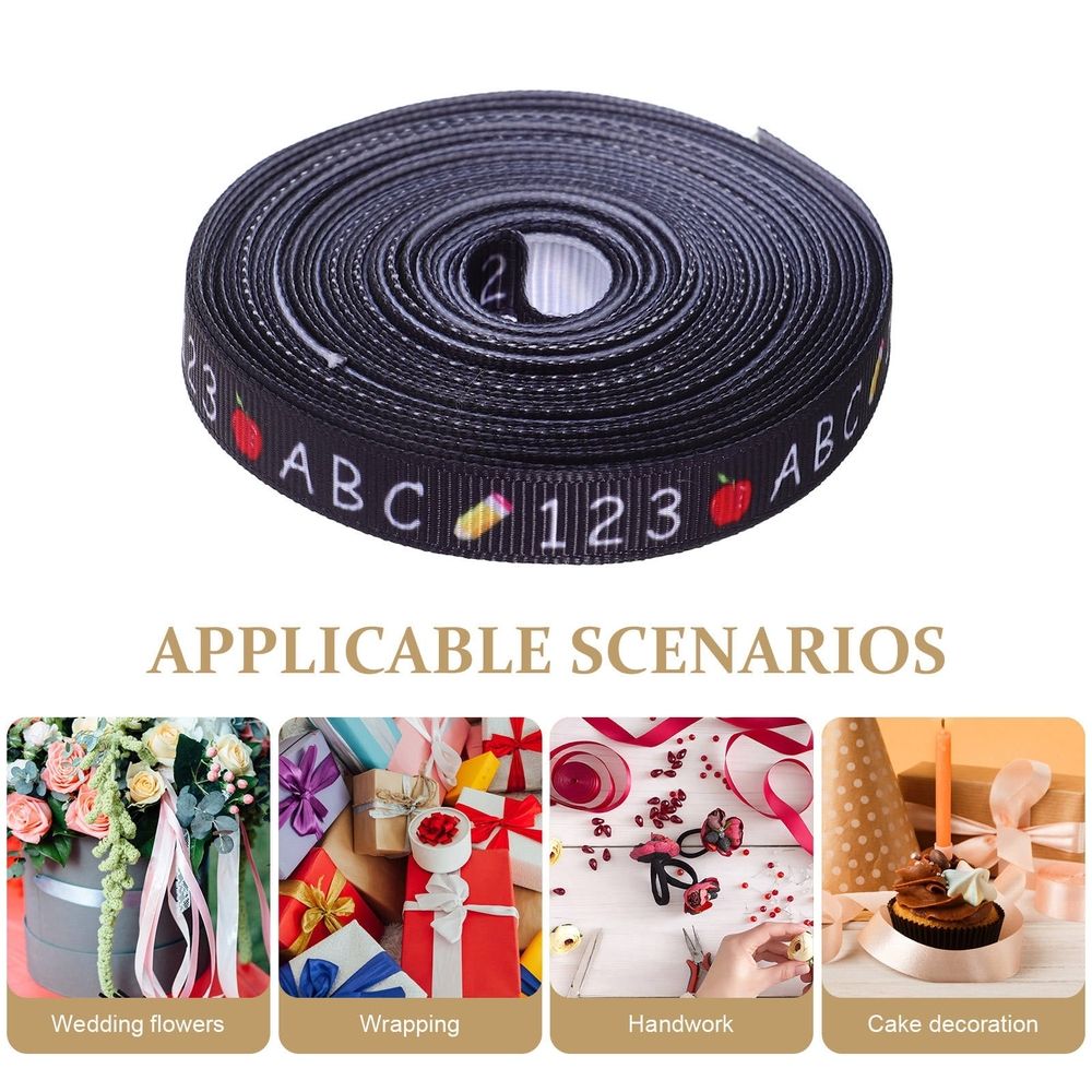 Back to School Ribbon Black Pencil Design Polyester Craft Supplies
