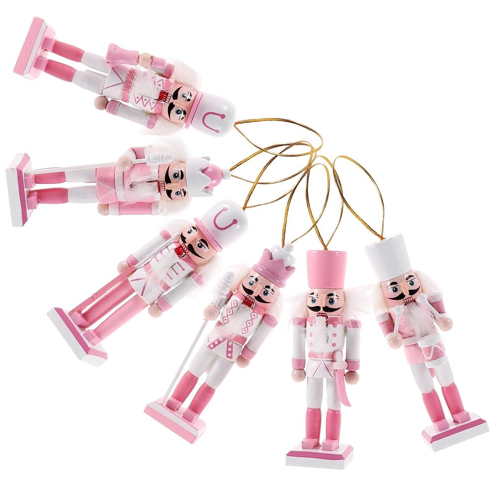 6-Piece Wooden Nutcracker Set Christmas Decorations for Home and Office Holiday Display