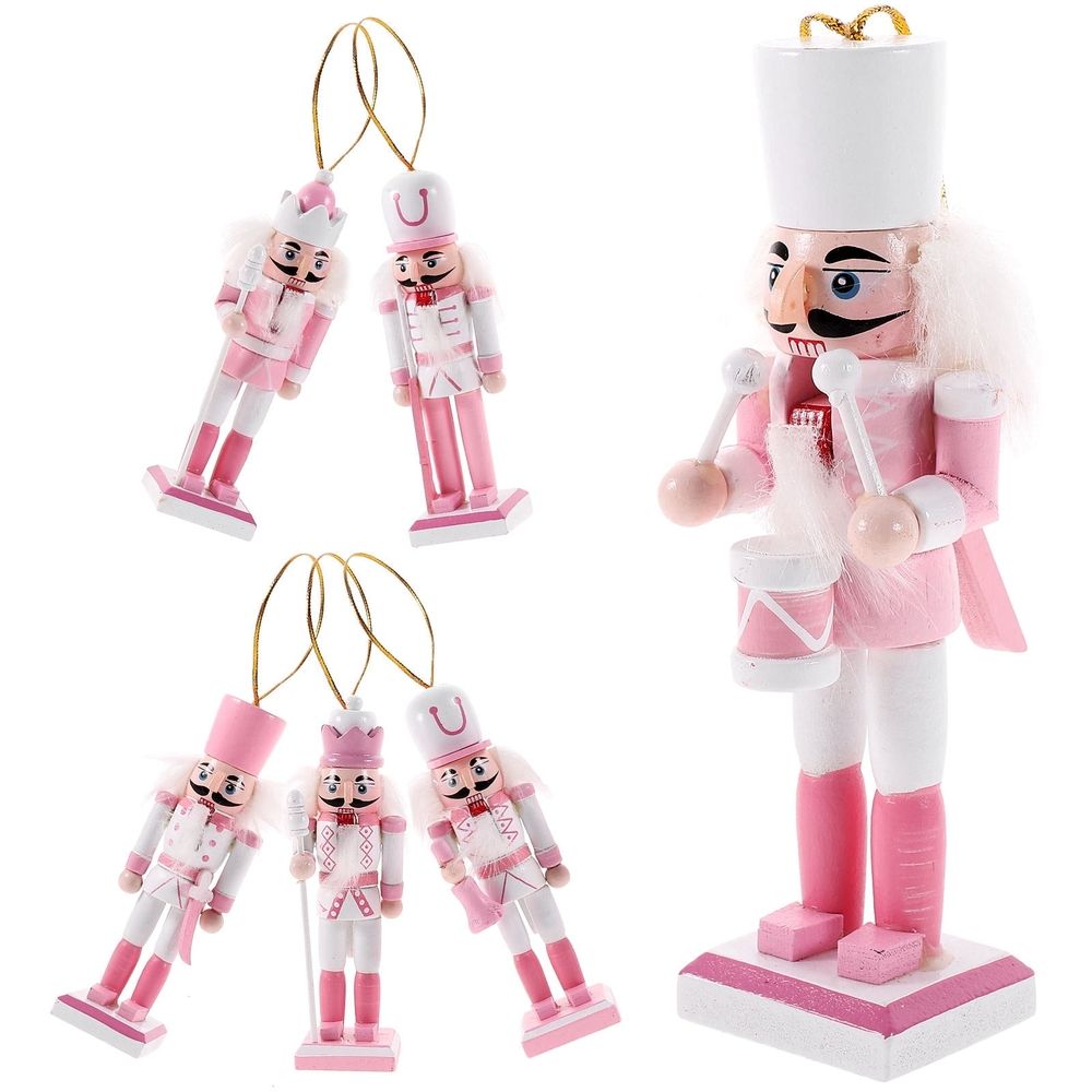 6-Piece Wooden Nutcracker Set Christmas Decorations for Home and Office Holiday Display