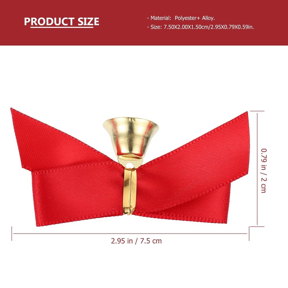 24Pcs Red Bow Christmas Tree Hanging Decorations with Small Golden Bells for Festival and Holiday Decor