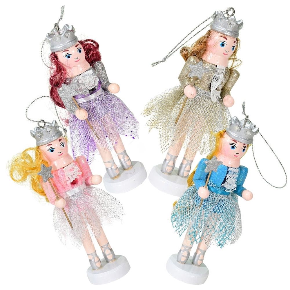 Set of 4 Small Wooden Hanging Nutcracker Ornaments, Decorative Holiday Figurines