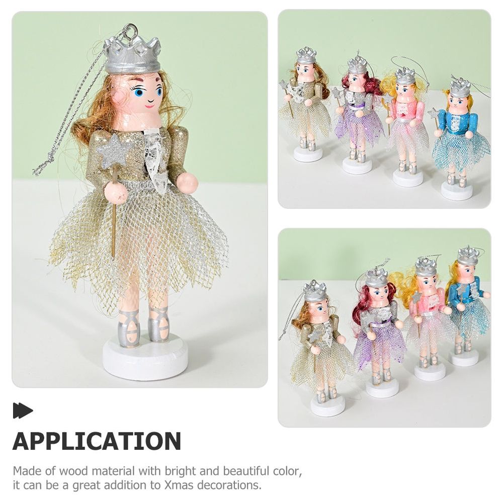 Set of 4 Small Wooden Hanging Nutcracker Ornaments, Decorative Holiday Figurines