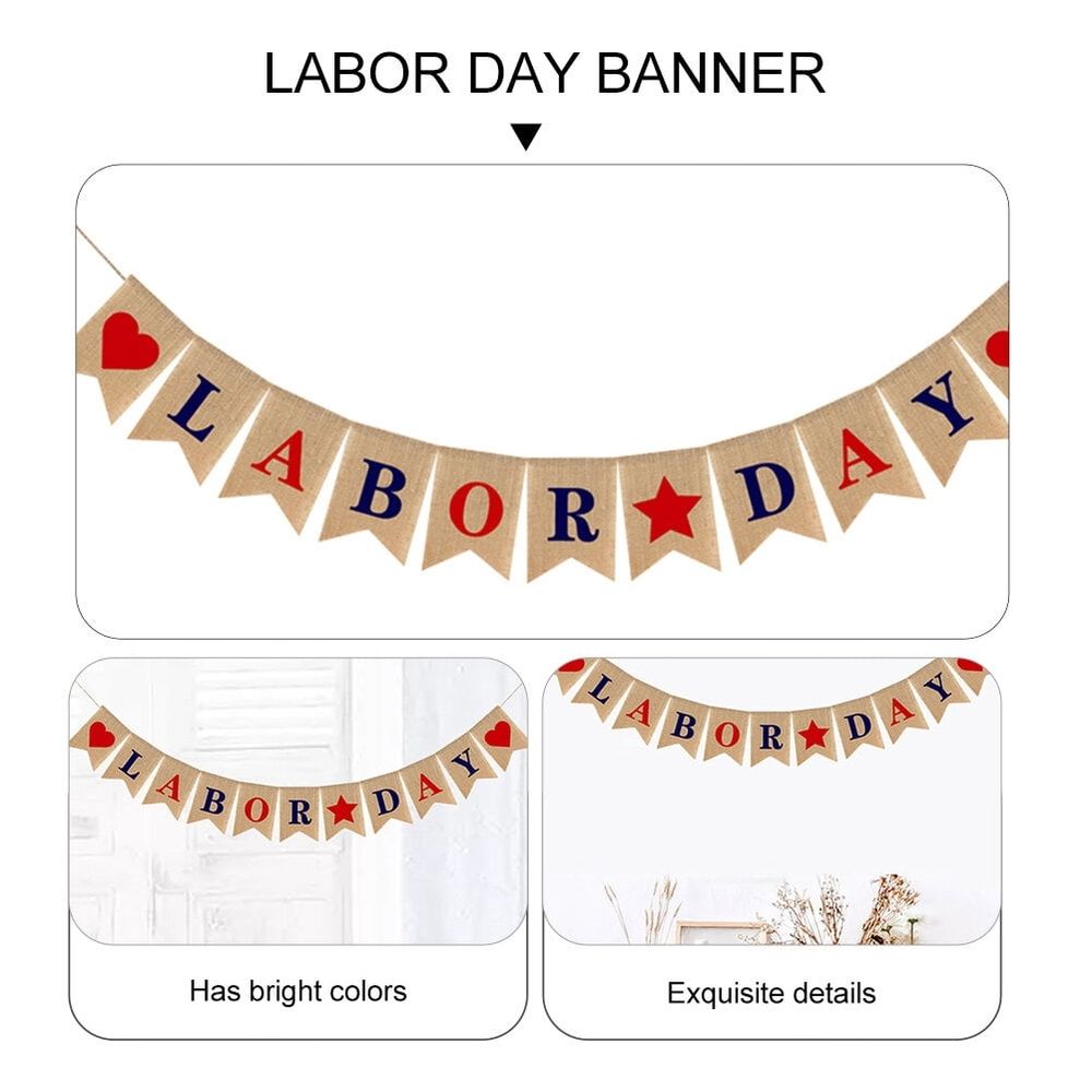 Labor Day Bunting Garland Multi Color 1Pcs 6.7x5.1x0.04In